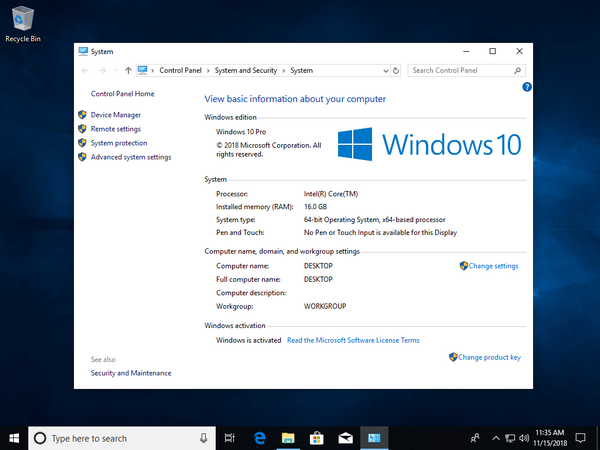 Microsoft Windows 10 Pro (x64) (en-US) 