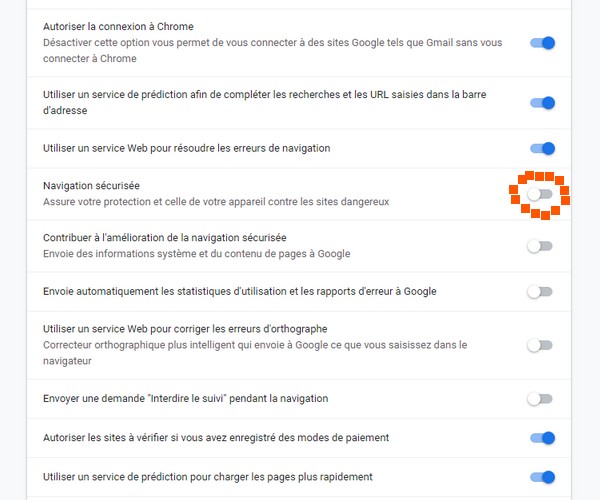 Modifier les autorisations sur google Chrome