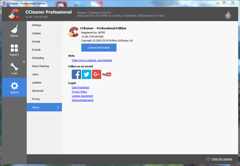 CCleaner Professional 2019 + key
